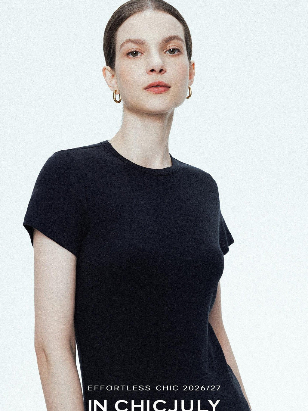 chicjuly Ultralight Bare Skin Set Shoulder Slim Women's Short Sleeve T-shirts