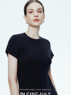chicjuly Ultralight Bare Skin Set Shoulder Slim Women's Short Sleeve T-shirts