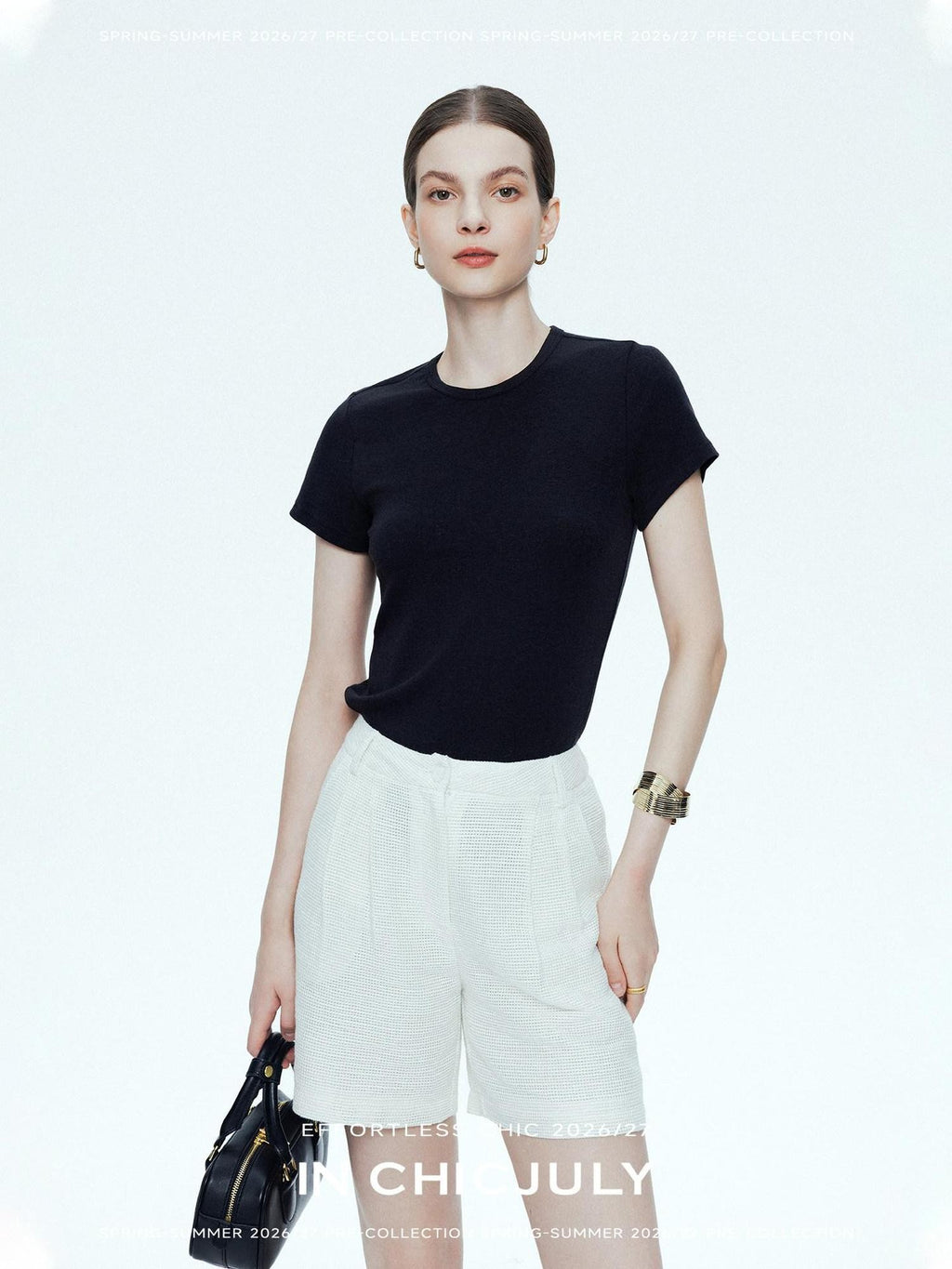 chicjuly Ultralight Bare Skin Set Shoulder Slim Women's Short Sleeve T-shirts