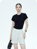 chicjuly Ultralight Bare Skin Set Shoulder Slim Women's Short Sleeve T-shirts
