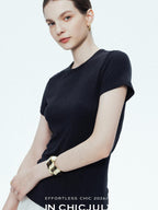 chicjuly Ultralight Bare Skin Set Shoulder Slim Women's Short Sleeve T-shirts