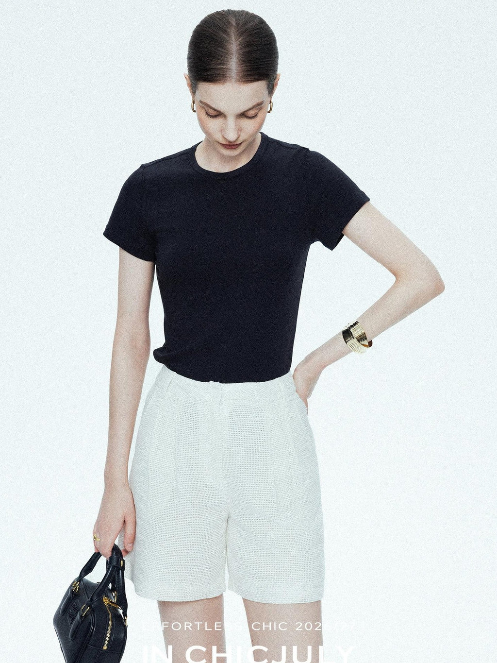 chicjuly Ultralight Bare Skin Set Shoulder Slim Women's Short Sleeve T-shirts