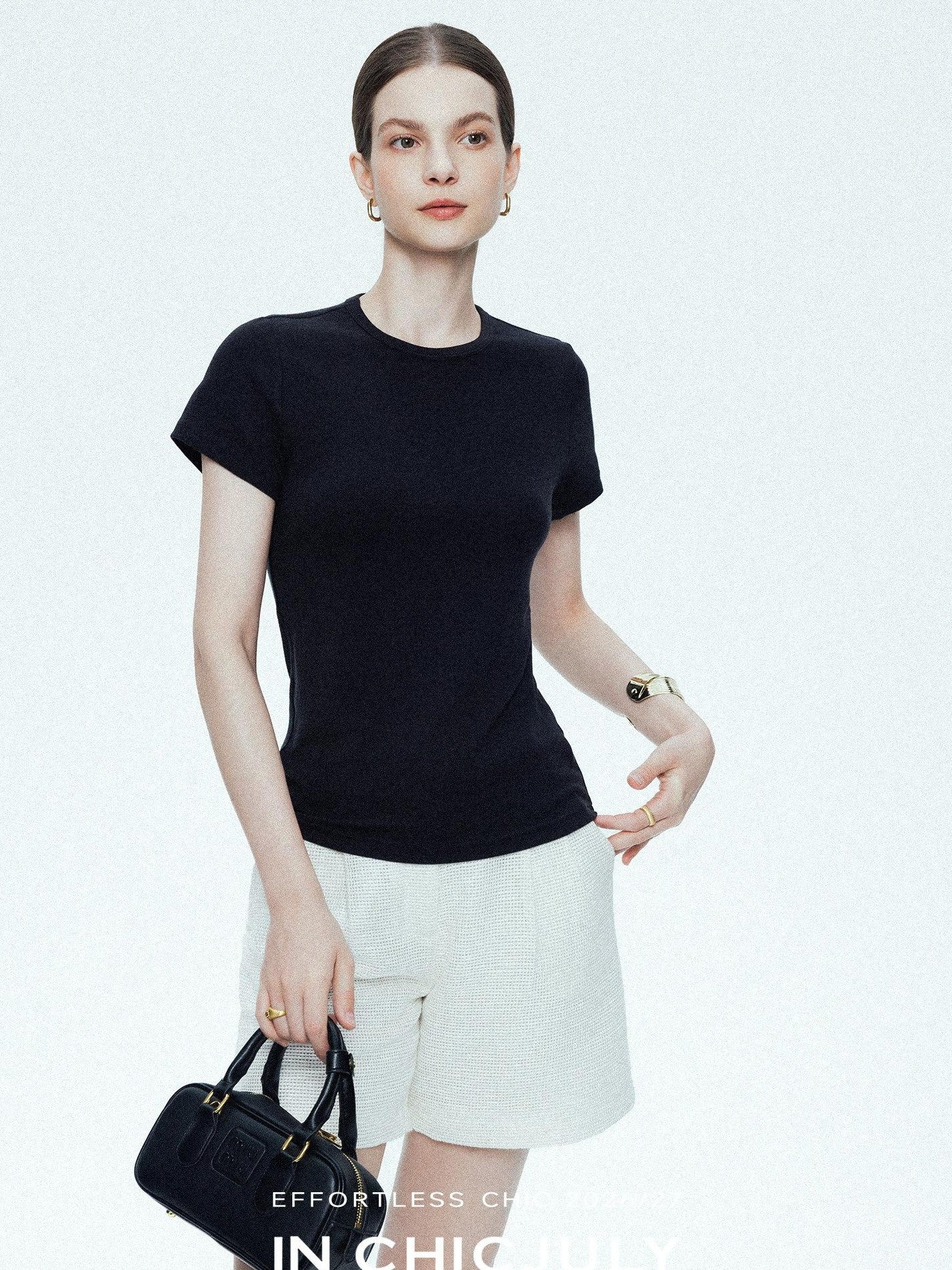 chicjuly Ultralight Bare Skin Set Shoulder Slim Women's Short Sleeve T-shirts