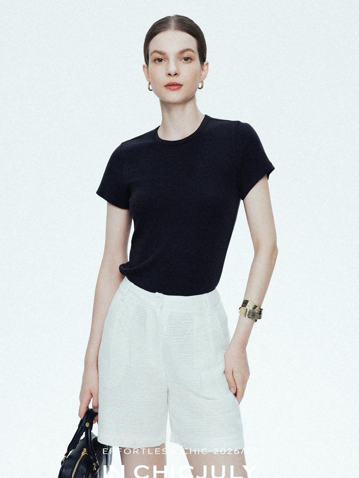 chicjuly Ultralight Bare Skin Set Shoulder Slim Women's Short Sleeve T-shirts