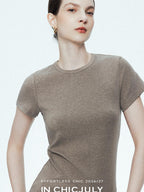 chicjuly Ultralight Bare Skin Set Shoulder Slim Women's Short Sleeve T-shirts