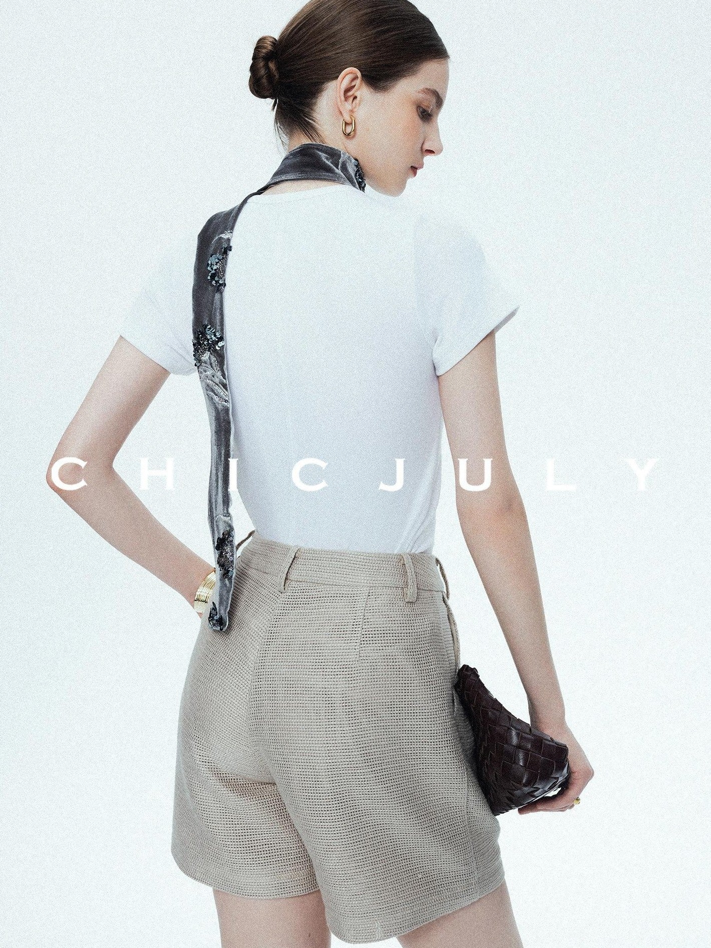 chicjuly Ultralight Bare Skin Set Shoulder Slim Women's Short Sleeve T-shirts