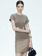 chicjuly Ultralight Bare Skin Set Shoulder Slim Women's Short Sleeve T-shirts