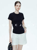 chicjuly Ultralight Bare Skin Set Shoulder Slim Women's Short Sleeve T-shirts