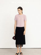 chicjuly Uv Protection Crewneck Double Stitch Women's Linen Lyocell Short Sleeve T-shirts
