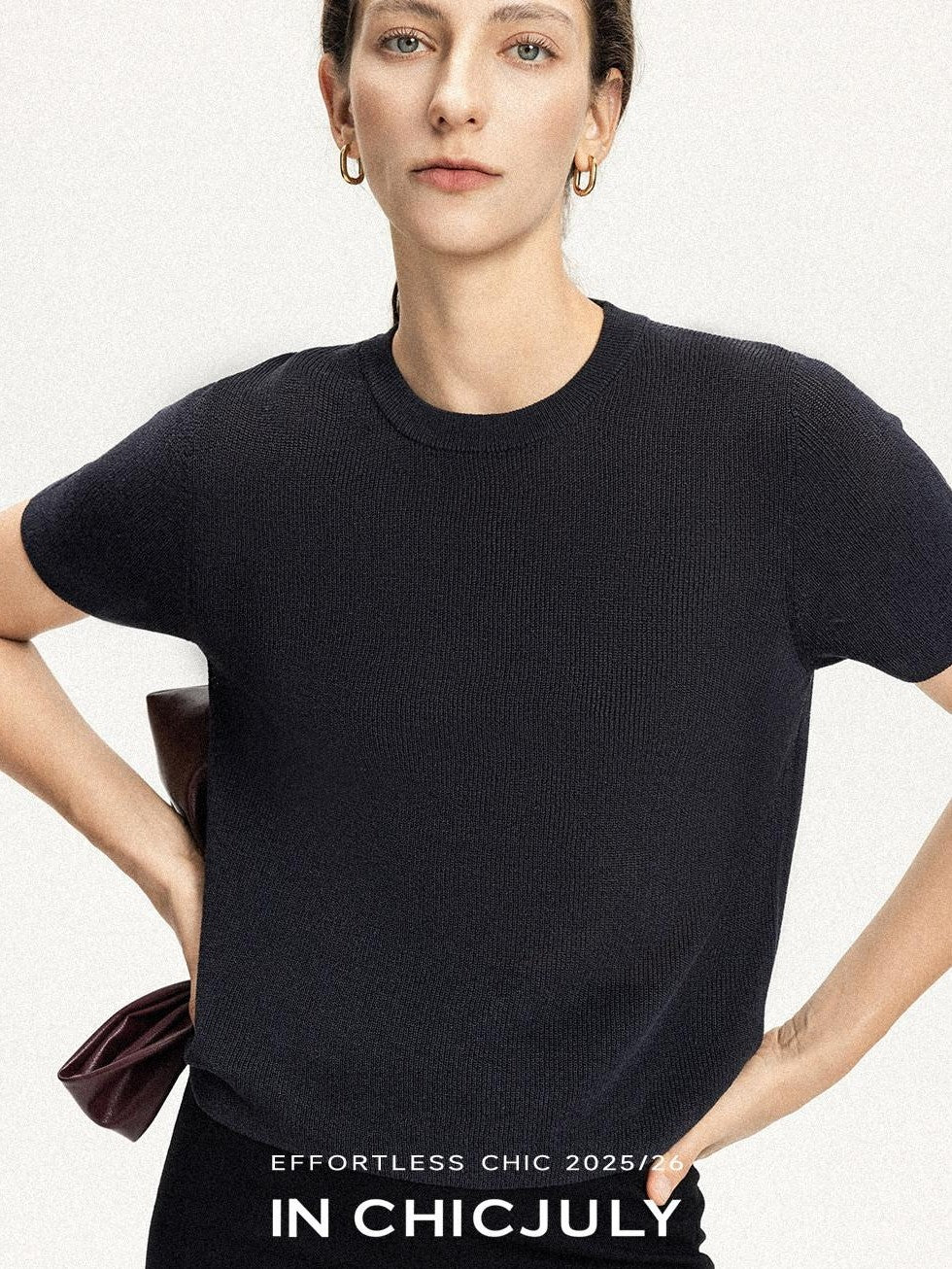 chicjuly Uv Protection Crewneck Double Stitch Women's Linen Lyocell Short Sleeve T-shirts