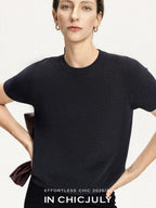 chicjuly Uv Protection Crewneck Double Stitch Women's Linen Lyocell Short Sleeve T-shirts