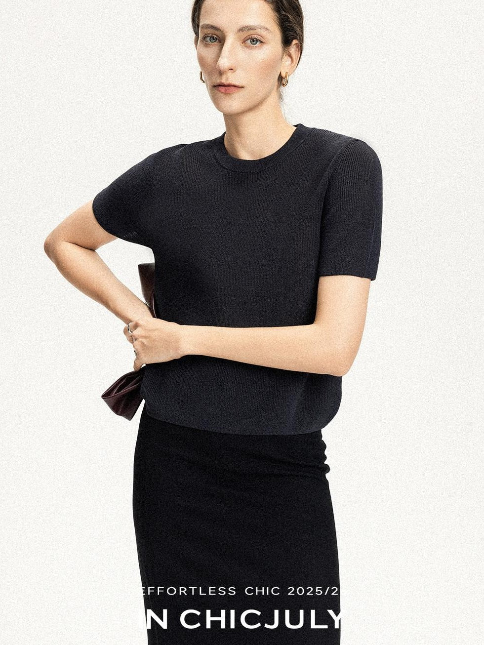 chicjuly Uv Protection Crewneck Double Stitch Women's Linen Lyocell Short Sleeve T-shirts