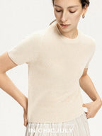 chicjuly Uv Protection Crewneck Double Stitch Women's Linen Lyocell Short Sleeve T-shirts