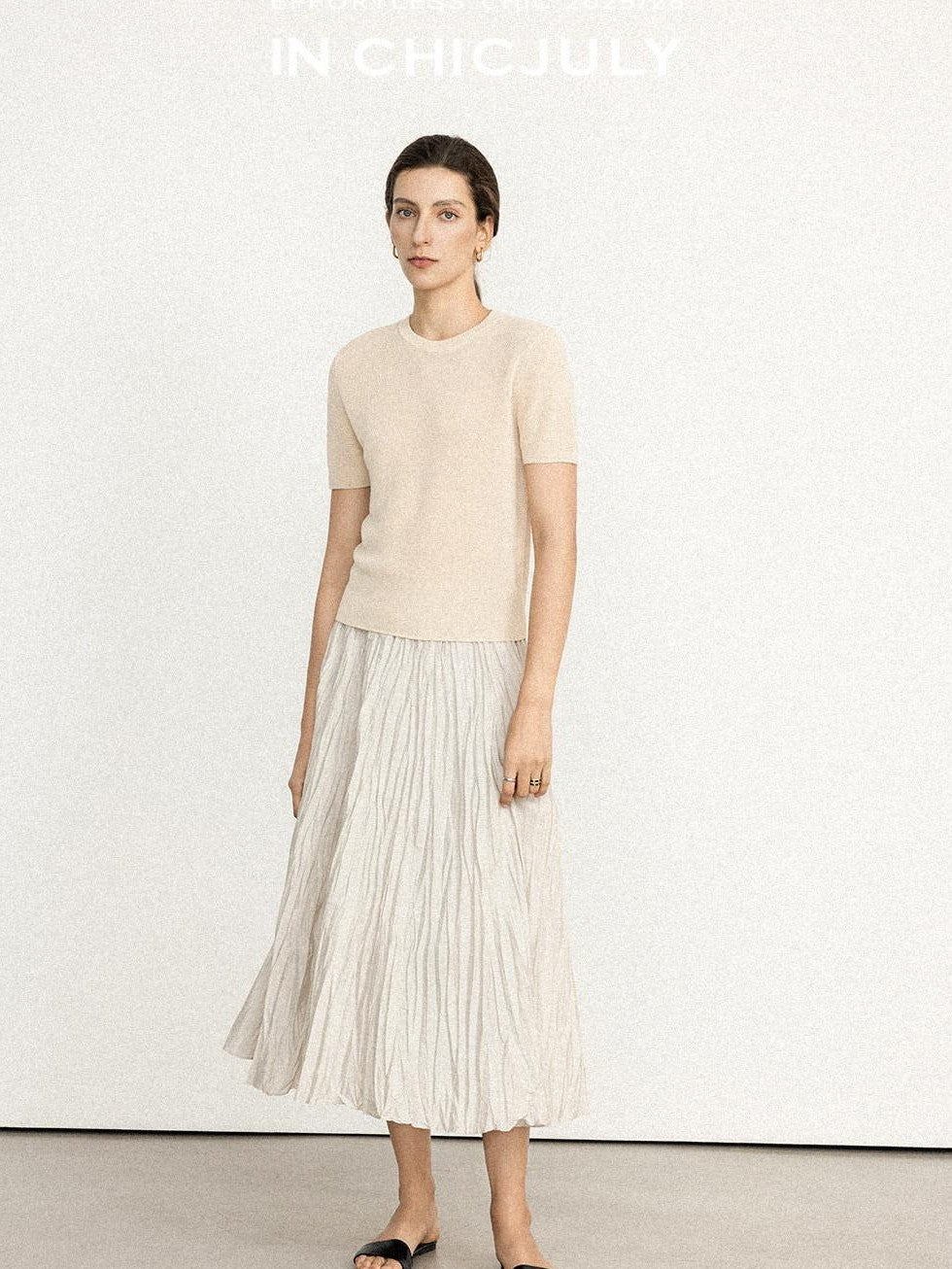 chicjuly Uv Protection Crewneck Double Stitch Women's Linen Lyocell Short Sleeve T-shirts
