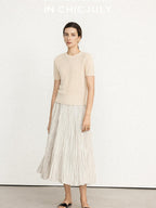 chicjuly Uv Protection Crewneck Double Stitch Women's Linen Lyocell Short Sleeve T-shirts