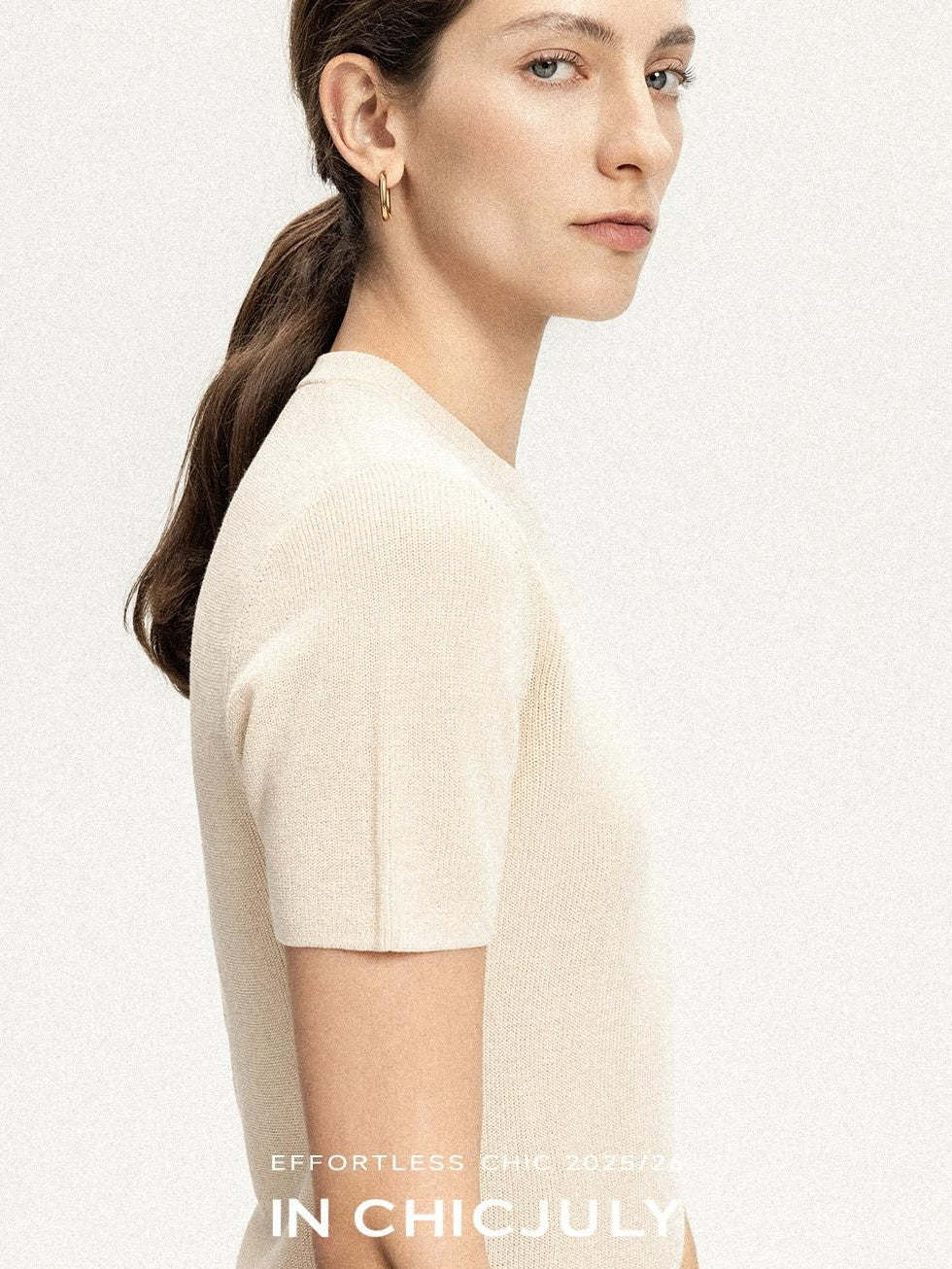 chicjuly Uv Protection Crewneck Double Stitch Women's Linen Lyocell Short Sleeve T-shirts