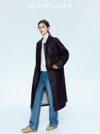 chicjuly Vintage Washed Blue Structured Cut High Waist Women's Cotton Straight Jeans