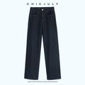 chicjuly Vtg Blue Slimming High Waist 4 Way Stretch Women's Cotton Straight Jeans 992635393960