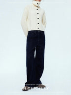 chicjuly Vtg Blue Slimming High Waist 4 Way Stretch Women's Cotton Straight Jeans