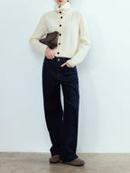 chicjuly Vtg Blue Slimming High Waist 4 Way Stretch Women's Cotton Straight Jeans
