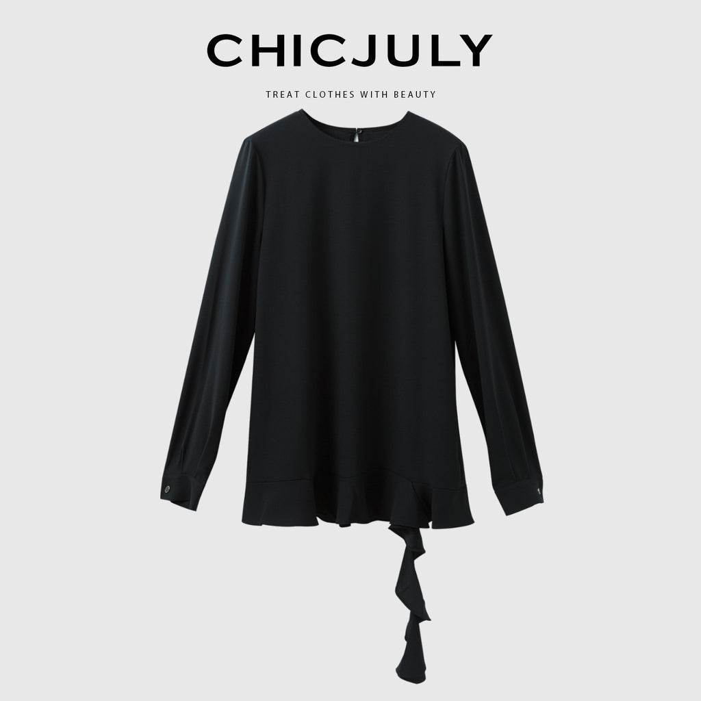 chicjuly Wavy Hem Two Piece Set Designer Cut Women's Acetate Midi Skirts 820473385561