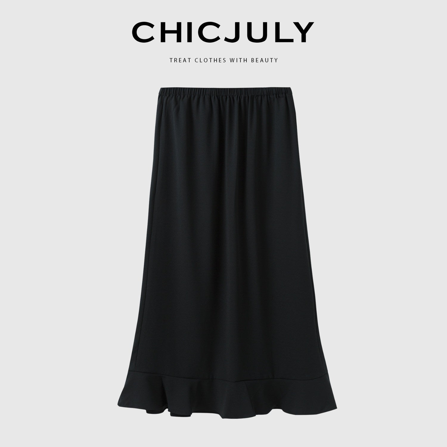 chicjuly Wavy Hem Two Piece Set Designer Cut Women's Acetate Midi Skirts 820473385561