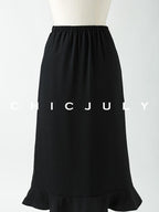 chicjuly Wavy Hem Two Piece Set Designer Cut Women's Acetate Midi Skirts