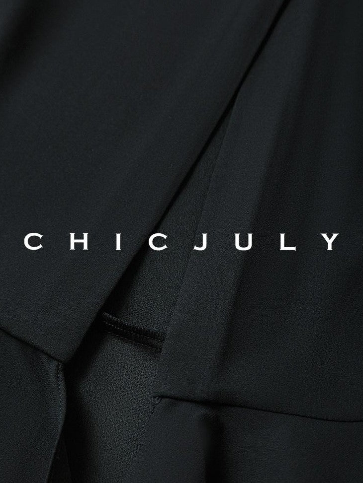 chicjuly Wavy Hem Two Piece Set Designer Cut Women's Acetate Midi Skirts