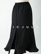 chicjuly Wavy Hem Two Piece Set Designer Cut Women's Acetate Midi Skirts