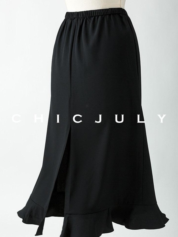 chicjuly Wavy Hem Two Piece Set Designer Cut Women's Acetate Midi Skirts