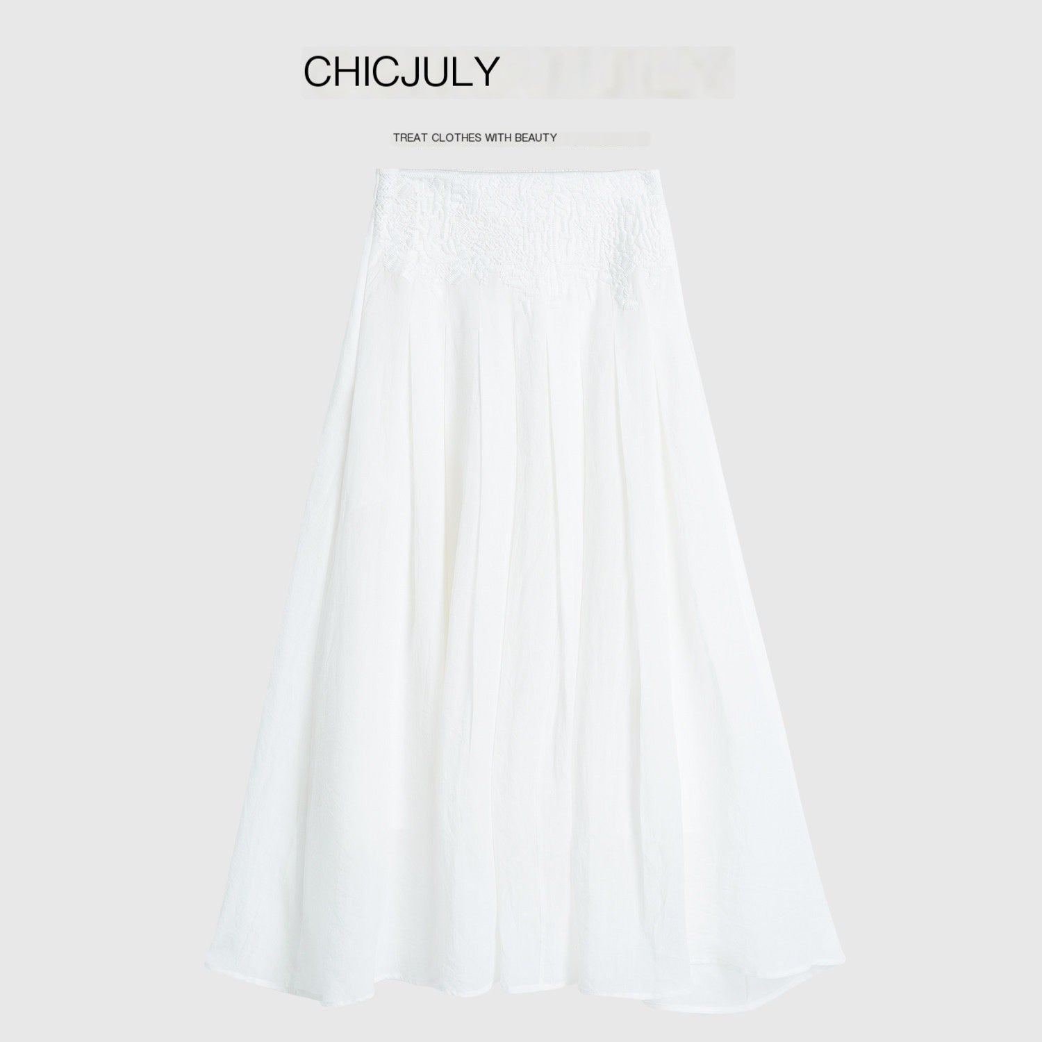 chicjuly White 3d Knotted Embroidery Polo Collar Women's Linen Blend Long Sleeve Shirts 820108215207