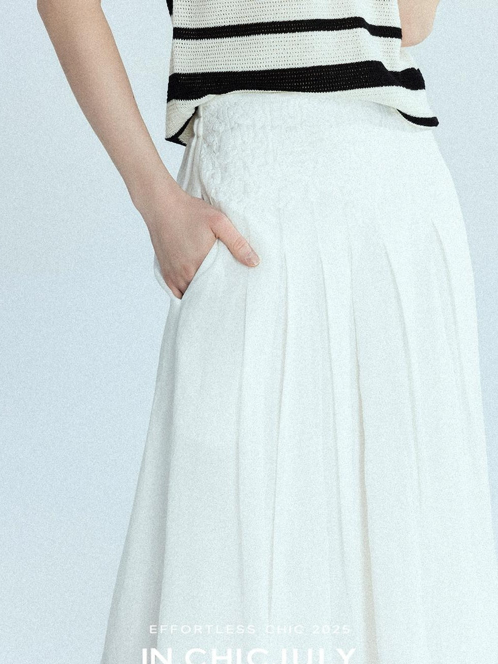 chicjuly White 3d Knotted Embroidery Polo Collar Women's Linen Blend Long Sleeve Shirts