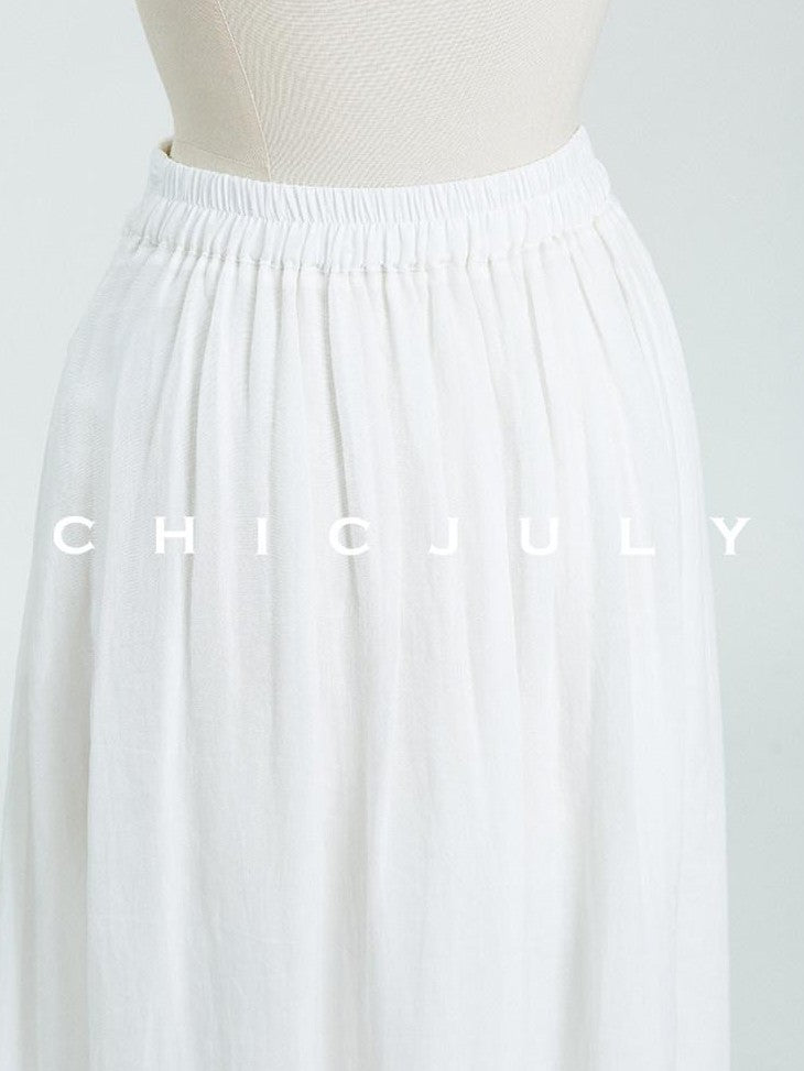 chicjuly White 3d Knotted Embroidery Polo Collar Women's Linen Blend Long Sleeve Shirts