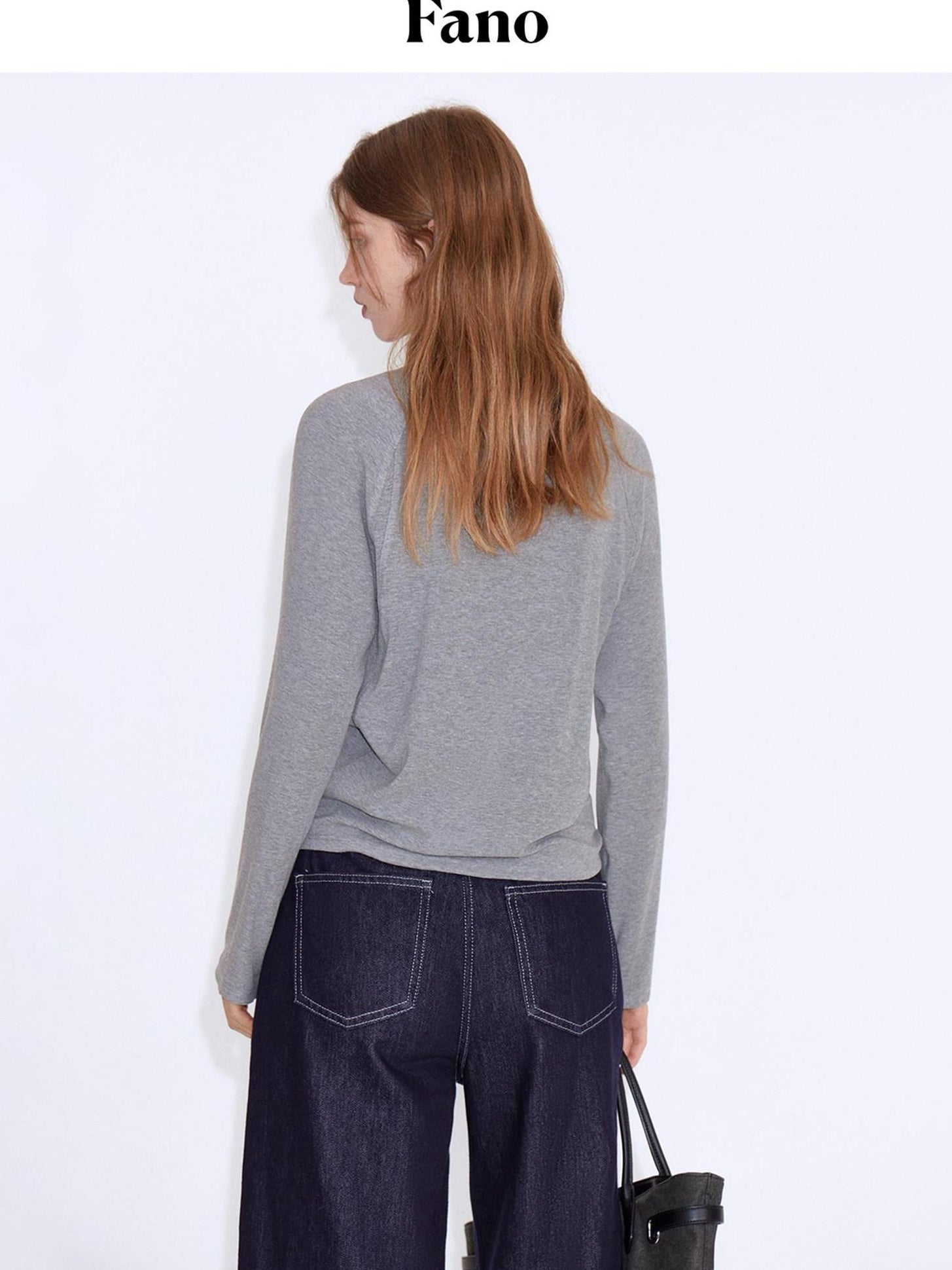 fano Viscose Cotton Blend Loose Casual Knit Round Neck Women Long Sleeve T-Shirts