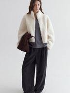 fano High Waist Minimalist Straight Leg Long Deep Gray Women Casual Pants