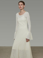 unspoken Breathable Comfortable Commuter Cutout Waist Bell Sleeve Maxi Dresses