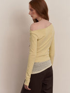 someonesometimes Faux Cashmere Slim Fit Asymmetrical Slant Neck Women Knit Pullover Sweaters