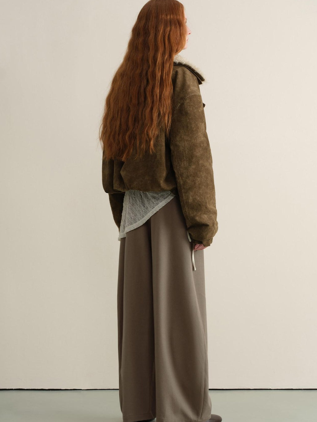 someone sometimes Stretch Pleated Casual Natural Waist Women Olive Green Zip Fly Wide Leg Pants
