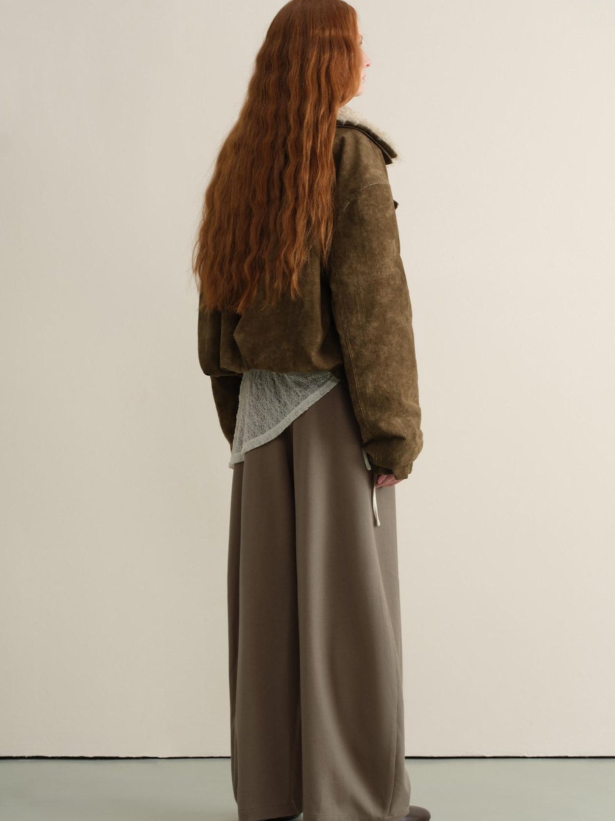someone sometimes Stretch Pleated Casual Natural Waist Women Olive Green Zip Fly Wide Leg Pants