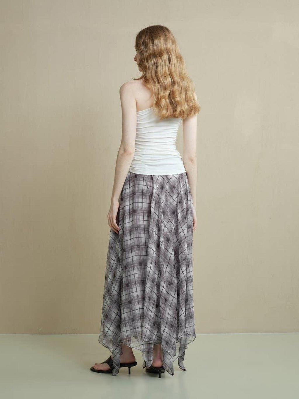 someonesometimes Flattering Commuter Slim Tie Strap Plaid Vest And Skirt Women Top & Skirt Sets