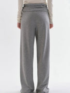 fano Versatile Natural Waist Drawstring Wide Leg Heather Gray Poly Blend Sweatpants