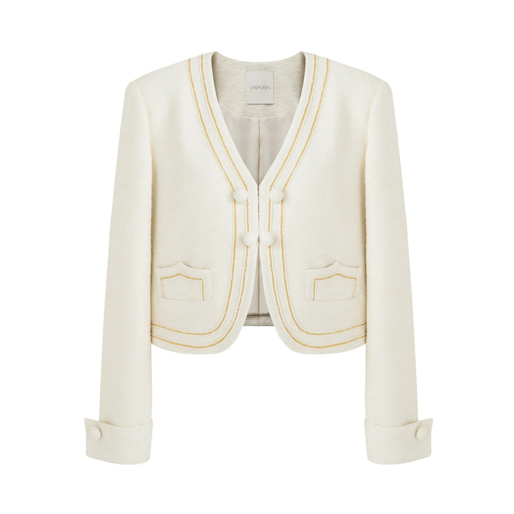 unspoken_Cropped_V-neck_Blazer_Tailored_Slim_High_Waist_Cotton_Office_Top_&_Skirt_Sets_MISSTT