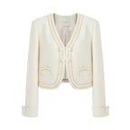 unspoken_Cropped_V-neck_Blazer_Tailored_Slim_High_Waist_Cotton_Office_Top_&_Skirt_Sets_MISSTT