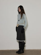 Lofi choose High Waist Office Ready Solid Panel Straight Loose Fit Women Midi Skirts