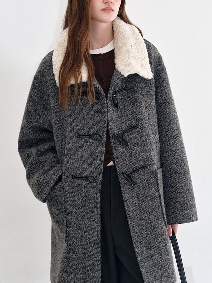 fano Lambswool Blend Single Breasted Loose Midlength Heather Gray Long Coats