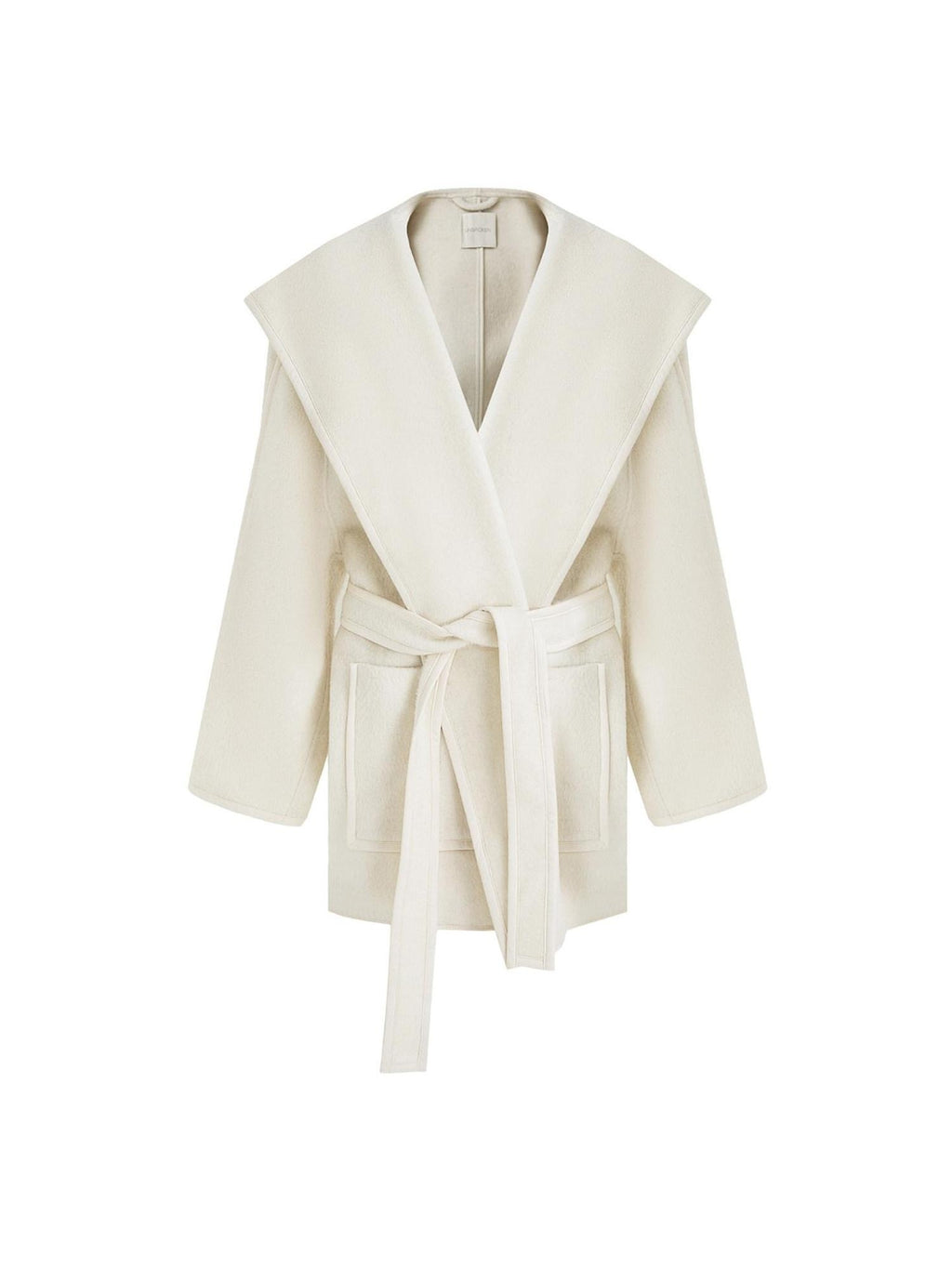 unspoken 100 Percent Sheep Wool Commuter Relaxed Notched Lapel White Wool Coats