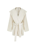 unspoken 100 Percent Sheep Wool Commuter Relaxed Notched Lapel White Wool Coats