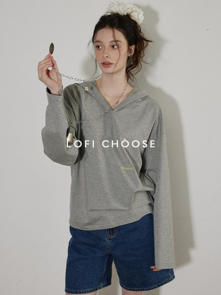 Lofi_choose_Cozy_Loose_Fit_V-neck_Hooded_Commuter_Style_Women_Green_Gray_Hoodie_MISSTT