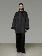 unspoken 100% Sheep Wool Relaxed Fit 3D Tailoring Commuter Women Deep Gray Wool Coats