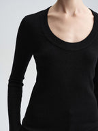 audreyyang Sheep Wool Slim Fit Crew Neck Knit Women Black Gray Brown Sweaters
